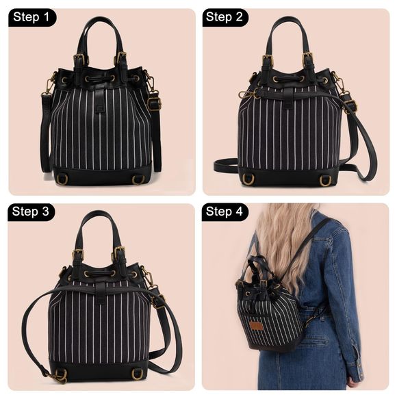 x Lee Versatile Bucket Bag for Women Drawstring Hobo Purses Convertible Bags